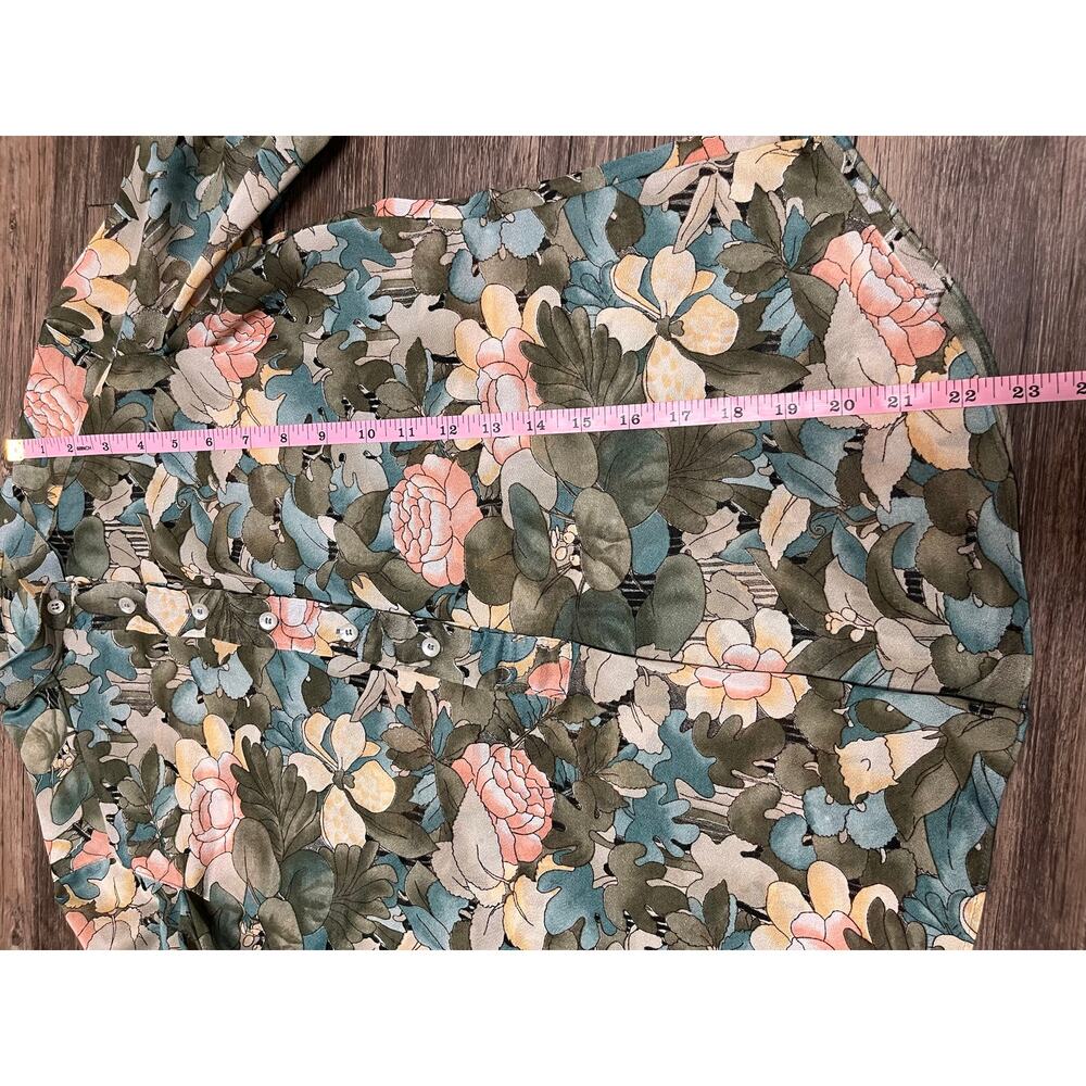 Vintage 70s Pucci Floral Blouse 9/10 Roll Tab Sleeve Boho Secretary Shirt Boho - Picture 10 of 11